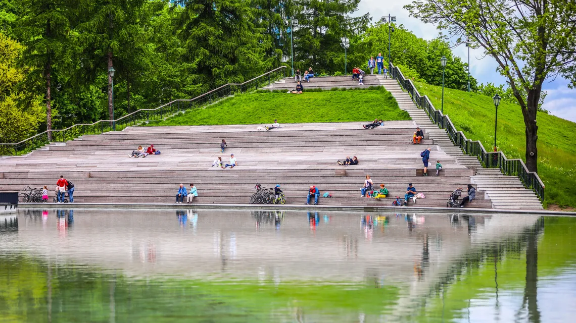 Zrewitalizowana część Parku Jordana w Krakowie, maj 2021 r. // Fot. Beata Zawrzel / Reporter